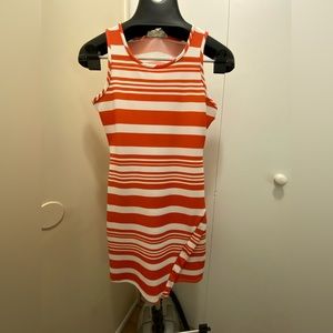 Salmon and White Striped Sleeveless Bodycon dress